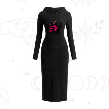Purplehecate First Of All I'm A Delight Cat Hooded Knit Dress