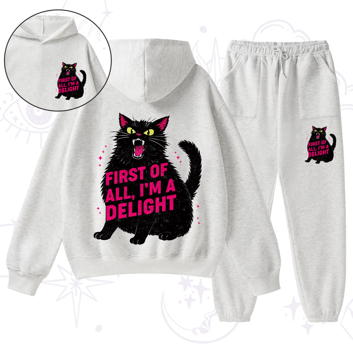 Purplehecate First Of All I'm A Delight Cat Fleece Hoodie Suit