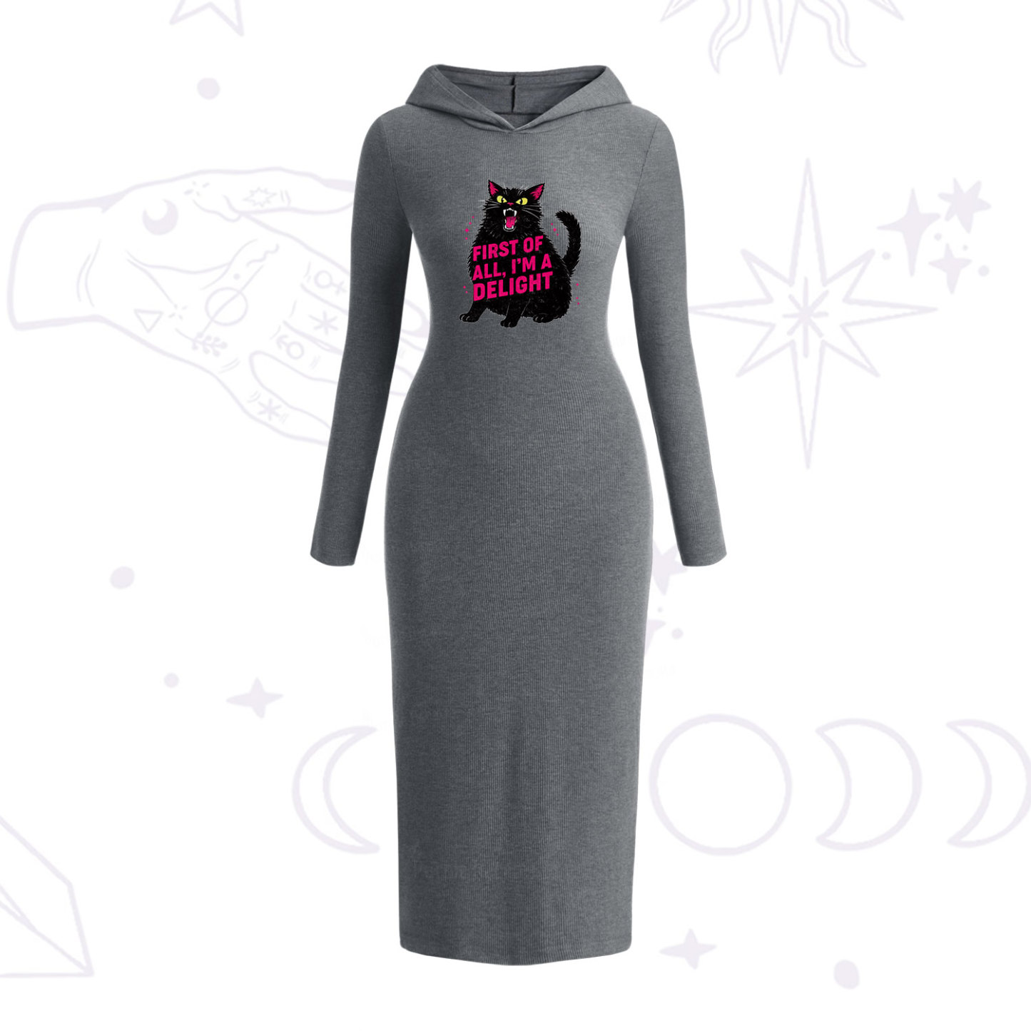 Purplehecate First Of All I'm A Delight Cat Hooded Knit Dress