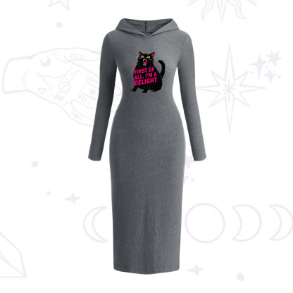 Purplehecate First Of All I'm A Delight Cat Hooded Knit Dress