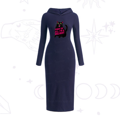 Purplehecate First Of All I'm A Delight Cat Hooded Knit Dress