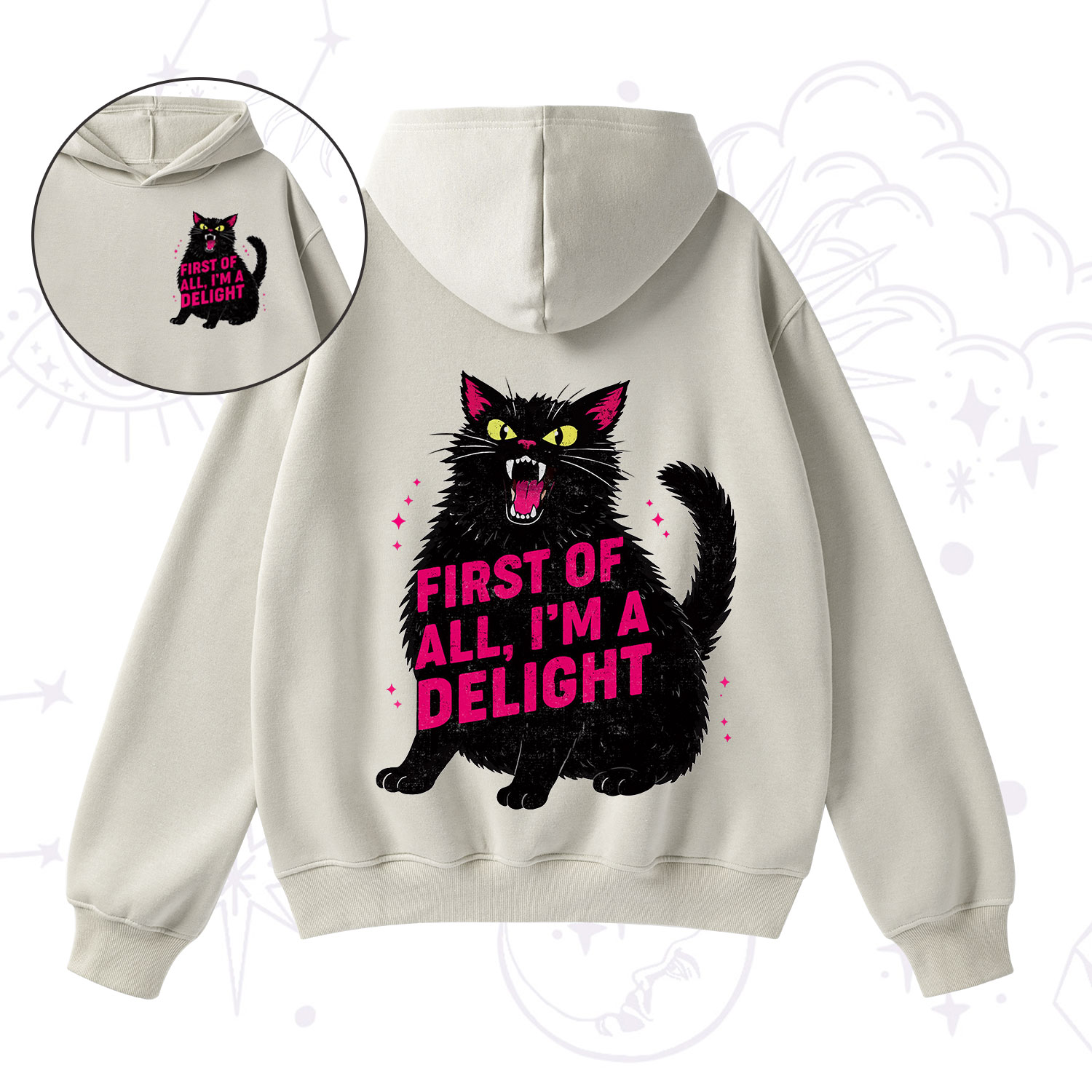 Purplehecate First Of All I'm A Delight Cat Fleece Hoodie Suit