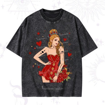 Purplehecate Eternal Bloom Heart Queen Valentine Washed T-Shirt