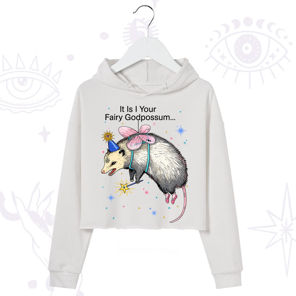 Purplehecate It Is I Your Fairy Godpossum Crop Hoodie