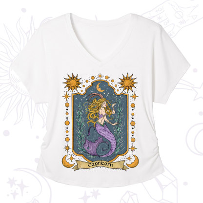 Purplehecate Capricorn Zodiac V-Neck T-Shirt