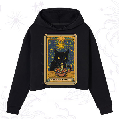 Purplehecate The Ramen Lover Cat Tarot Crop Hoodie