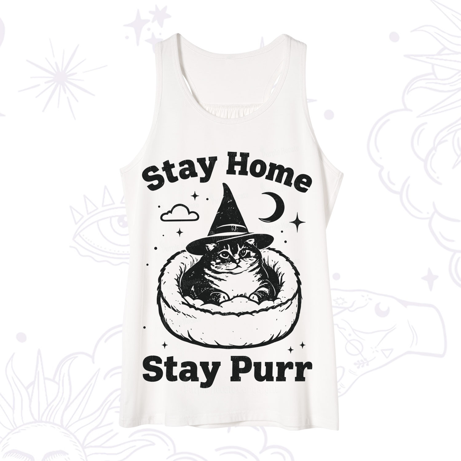 Purplehecate Stay Home Stay Purr Witch Cat Tank