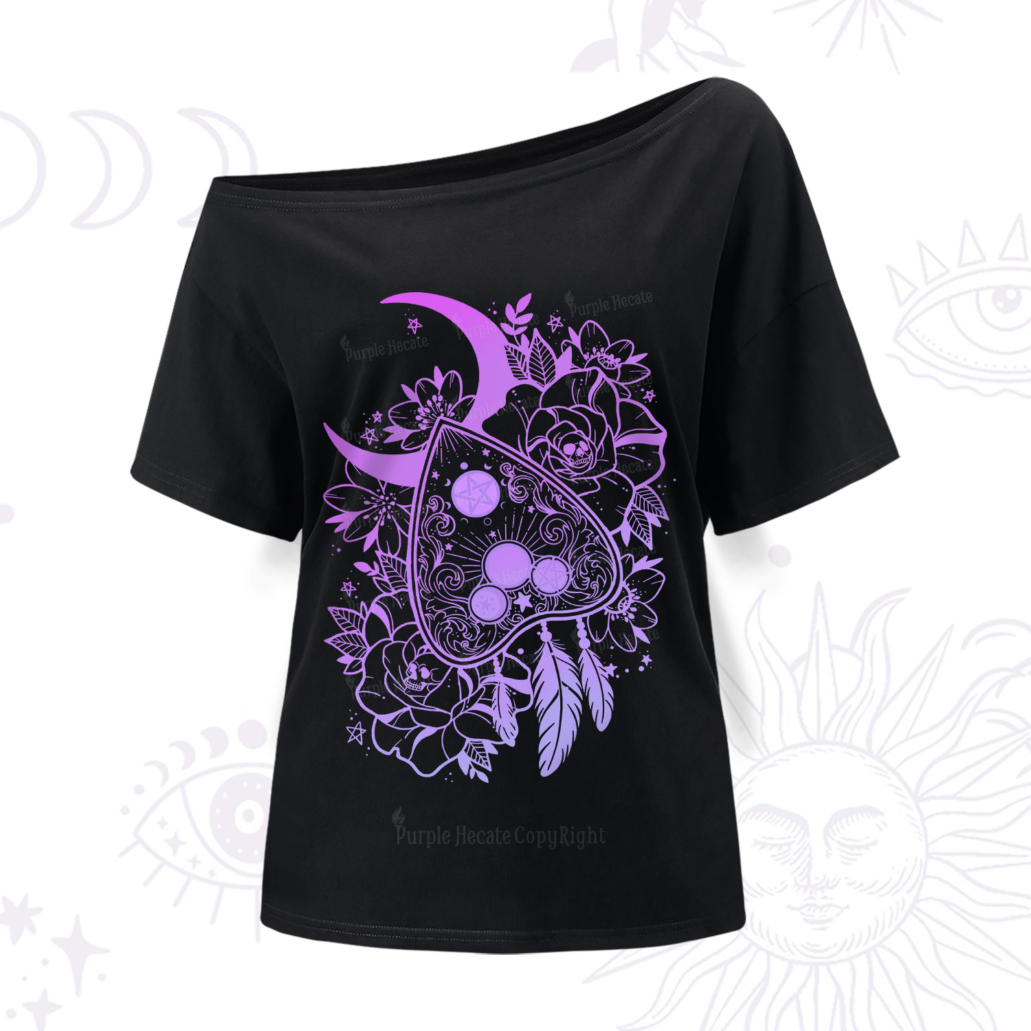 Purplehecate Neon Ouija One Shoulder T-Shirt