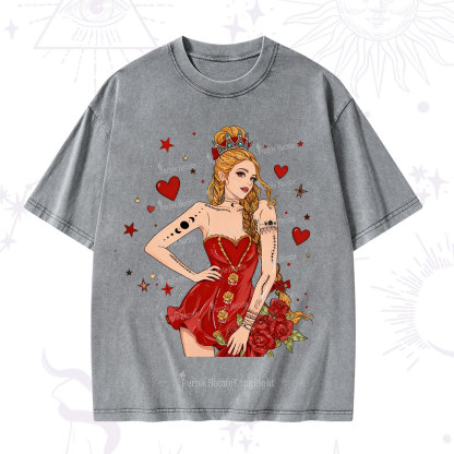 Purplehecate Eternal Bloom Heart Queen Valentine Washed T-Shirt