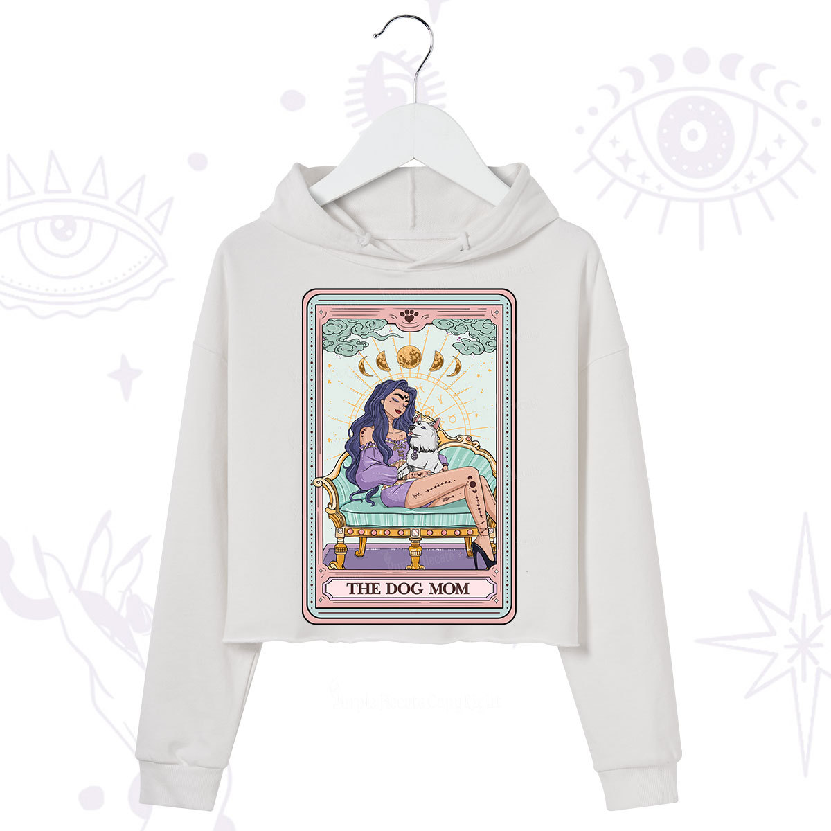 Purplehecate The Dog Mom Tarot Card Crop Hoodie