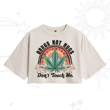Purplehecate Drugs Not Hugs Washed Cropped T-Shirt