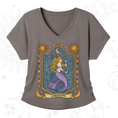 Purplehecate Capricorn Zodiac V-Neck T-Shirt