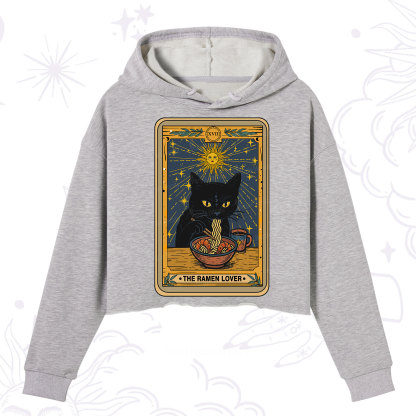 Purplehecate The Ramen Lover Cat Tarot Crop Hoodie