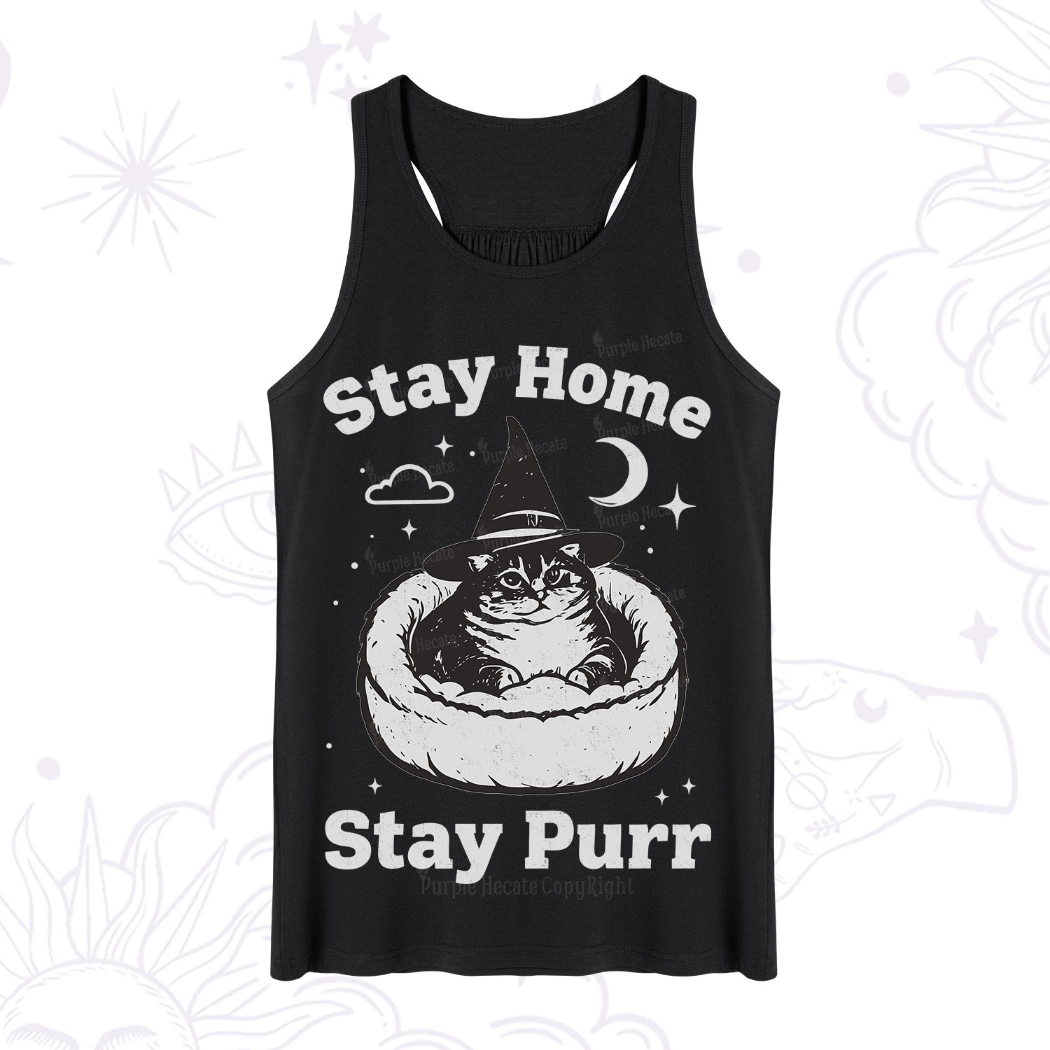Purplehecate Stay Home Stay Purr Witch Cat Tank