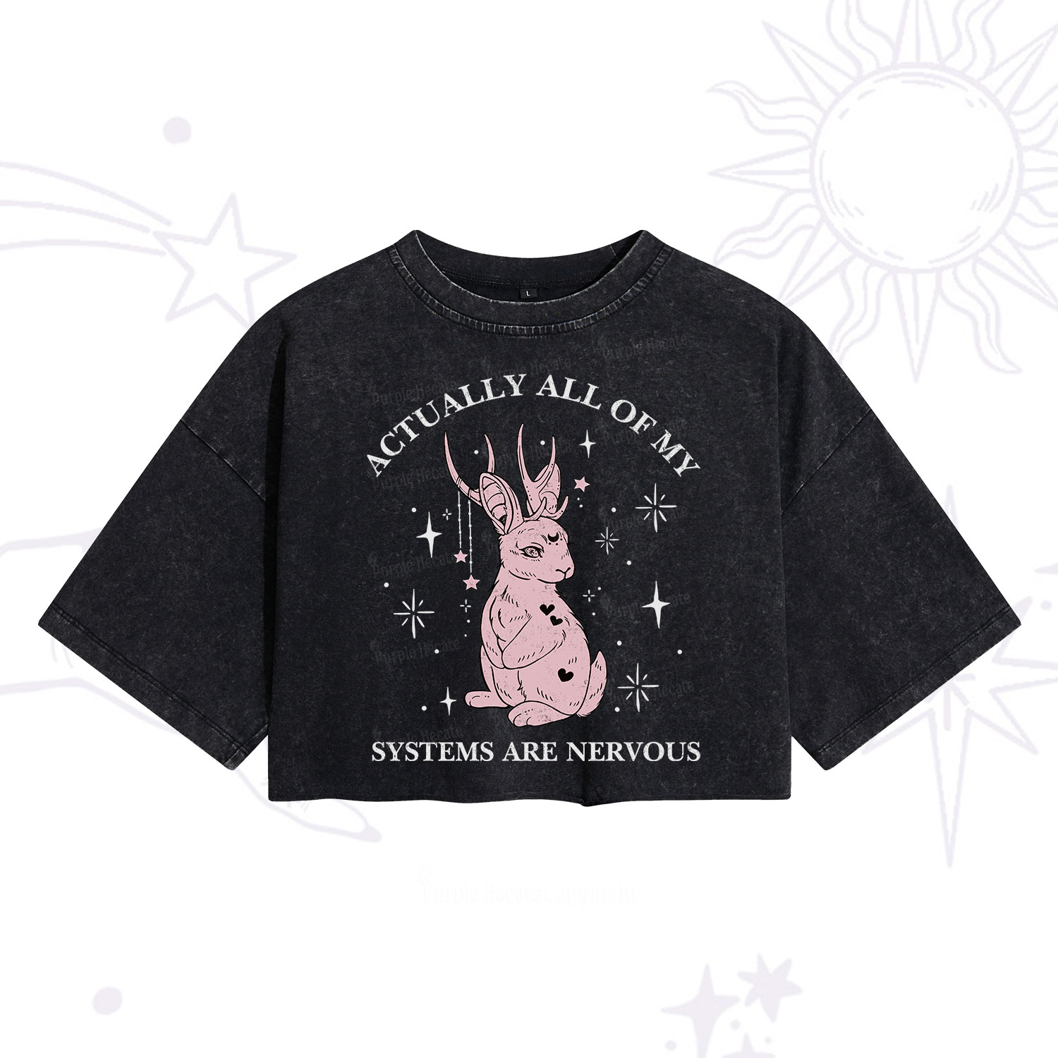 Purplehecate Actually All Of My Systems Are Nervous Washed Cropped T-Shirt