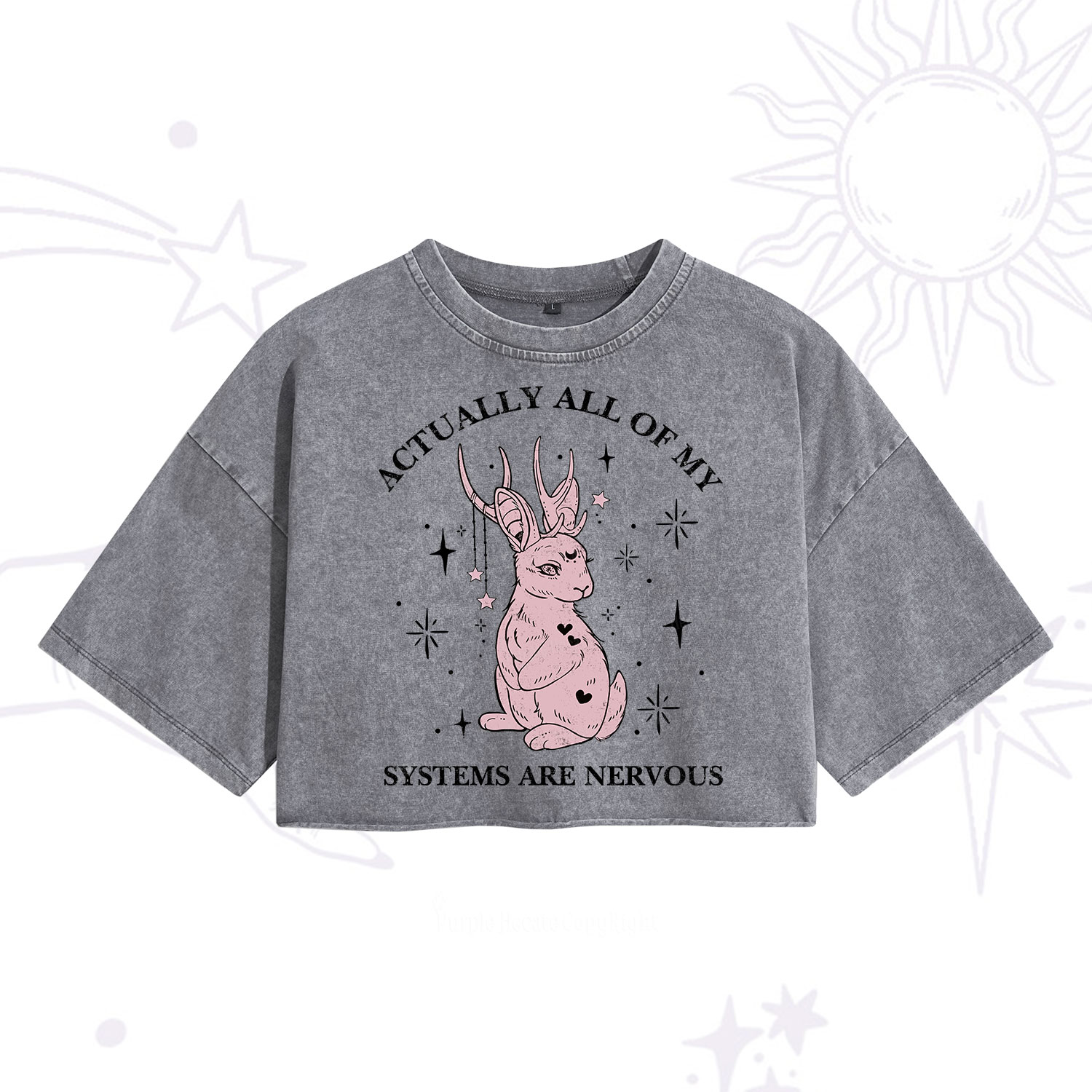 Purplehecate Actually All Of My Systems Are Nervous Washed Cropped T-Shirt