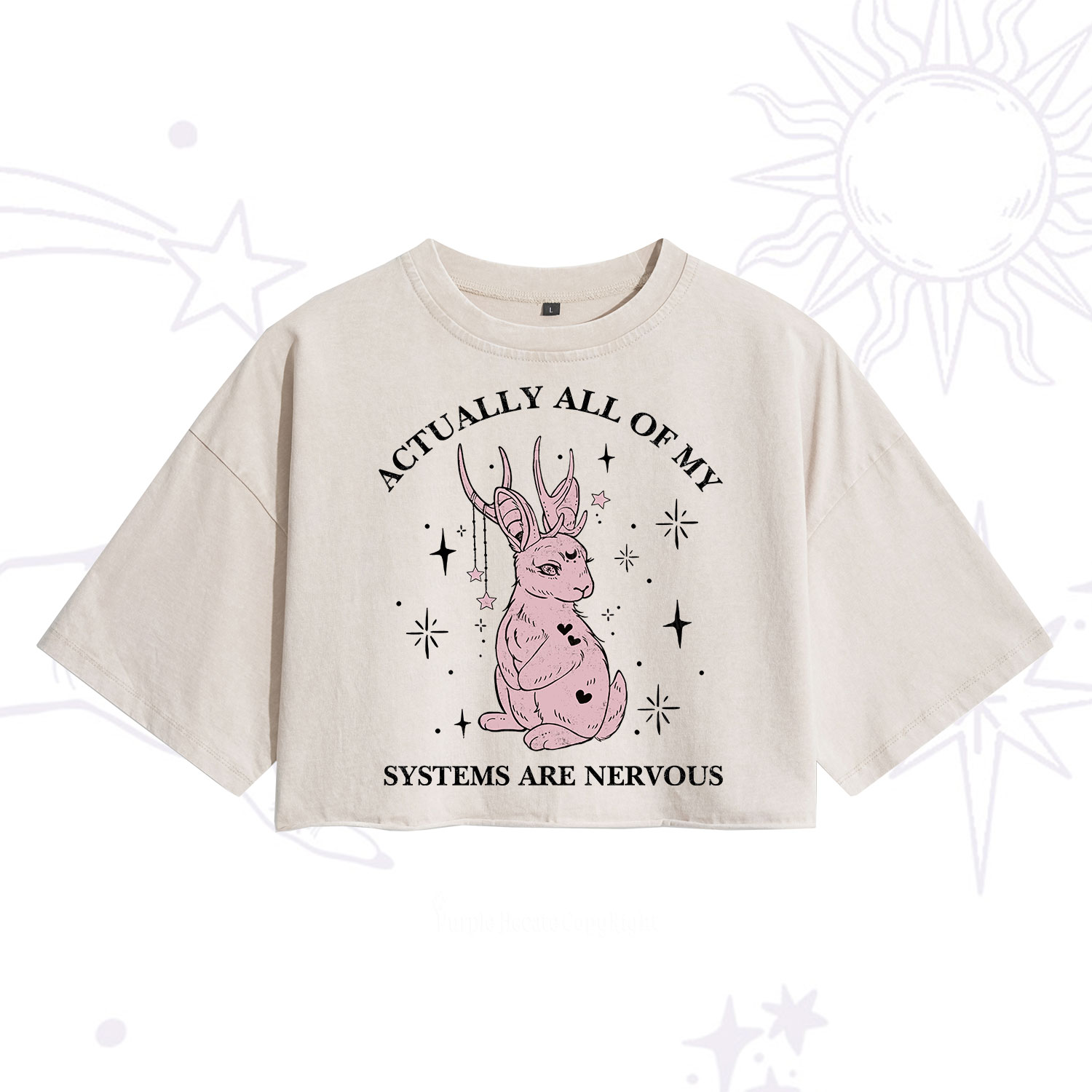 Purplehecate Actually All Of My Systems Are Nervous Washed Cropped T-Shirt