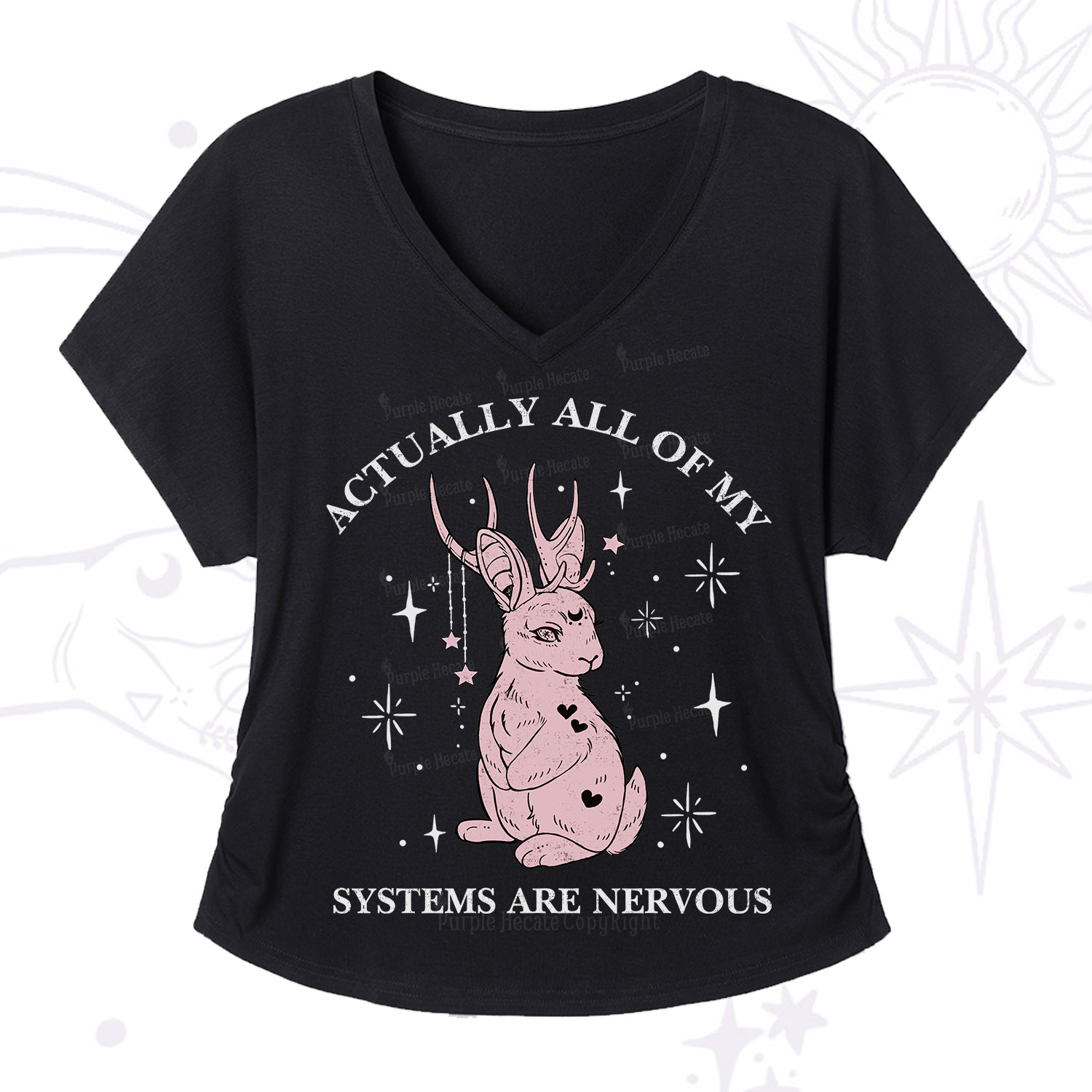 Purplehecate Actually All Of My Systems Are Nervous V-Neck T-Shirt