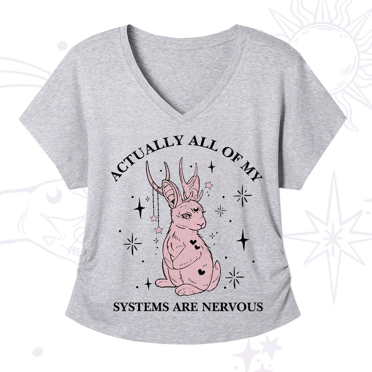Purplehecate Actually All Of My Systems Are Nervous V-Neck T-Shirt
