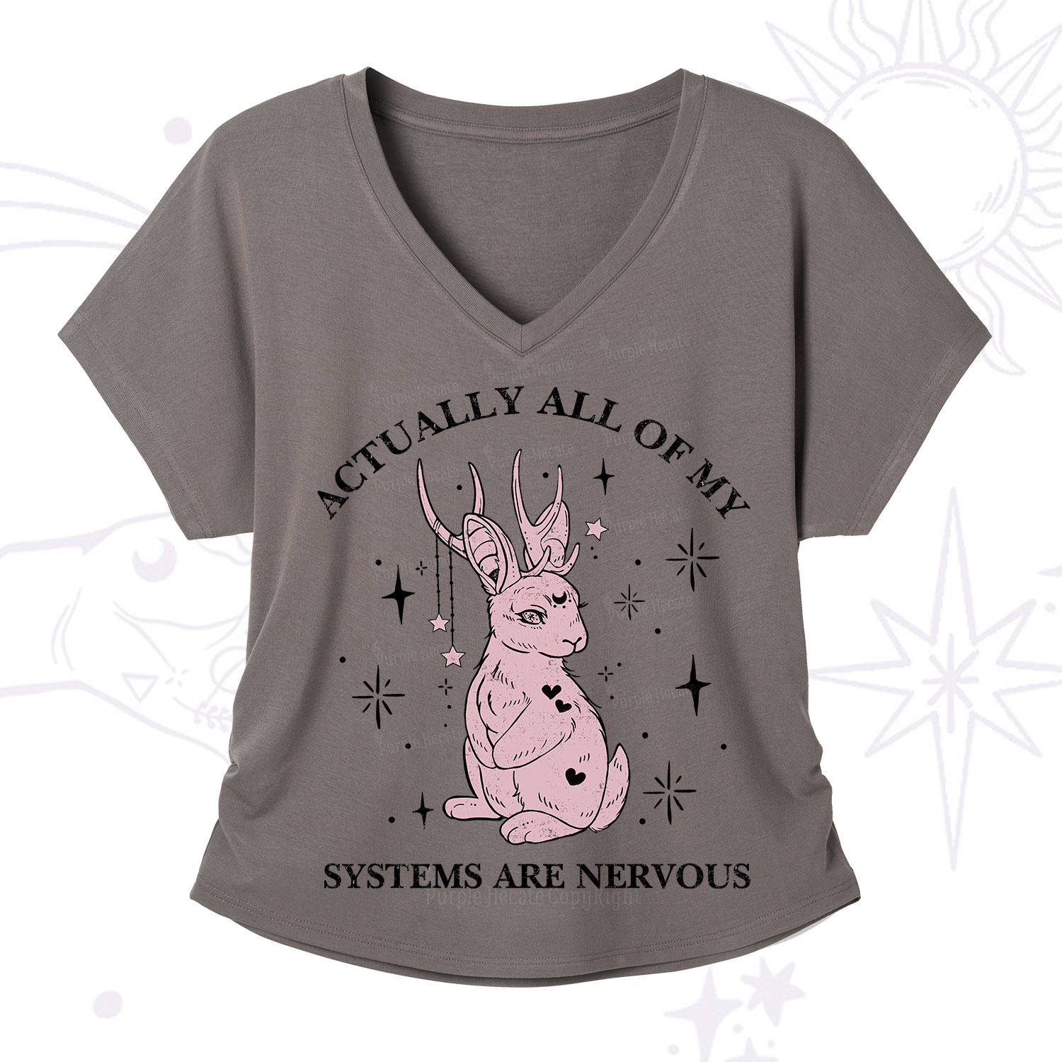 Purplehecate Actually All Of My Systems Are Nervous V-Neck T-Shirt