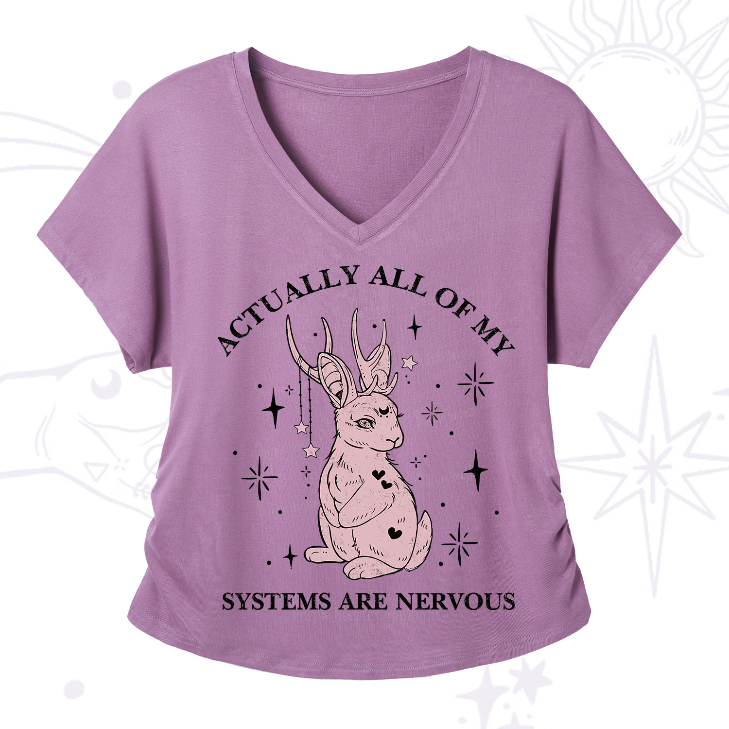 Purplehecate Actually All Of My Systems Are Nervous V-Neck T-Shirt