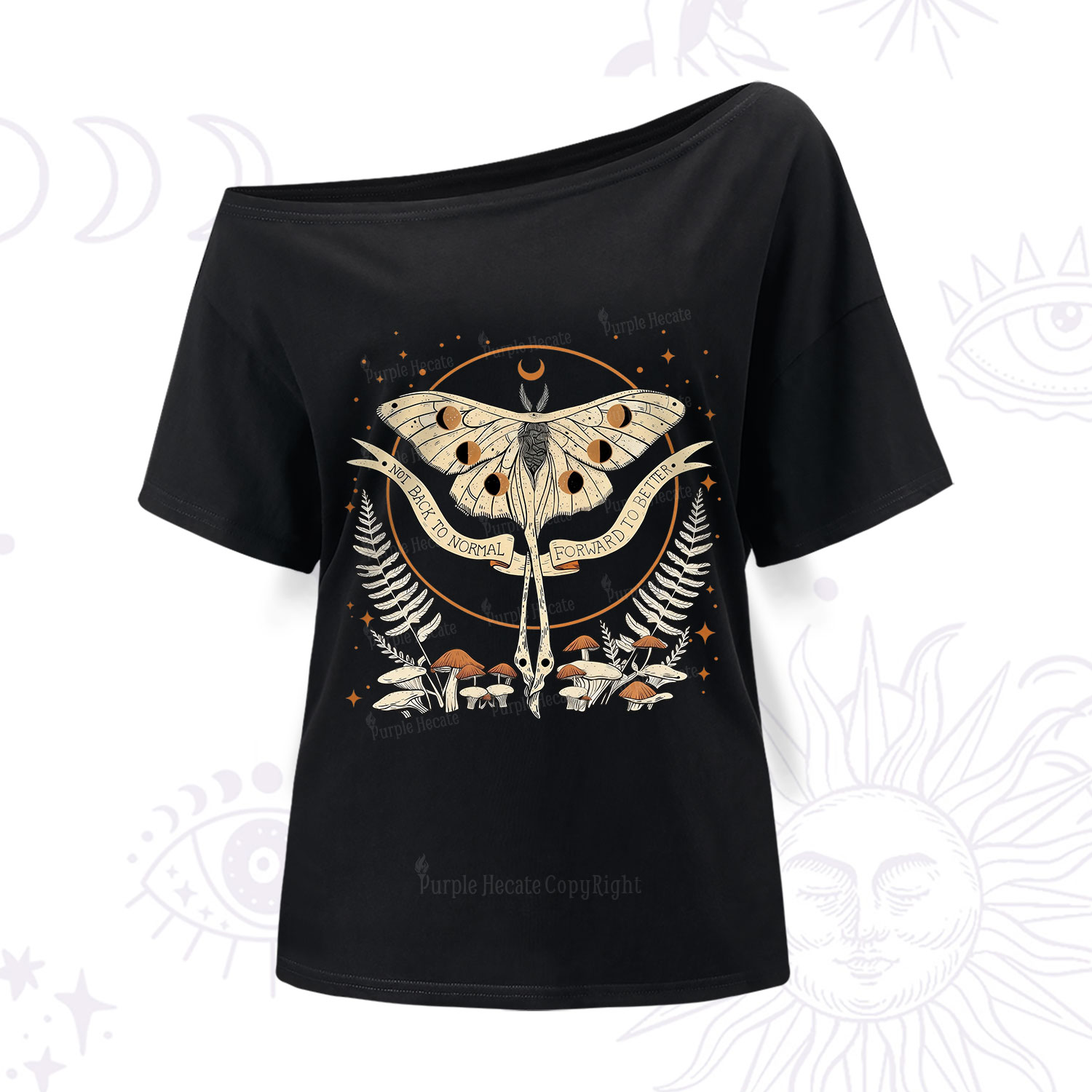 Purplehecate Celestial Moth One Shoulder T-Shirt