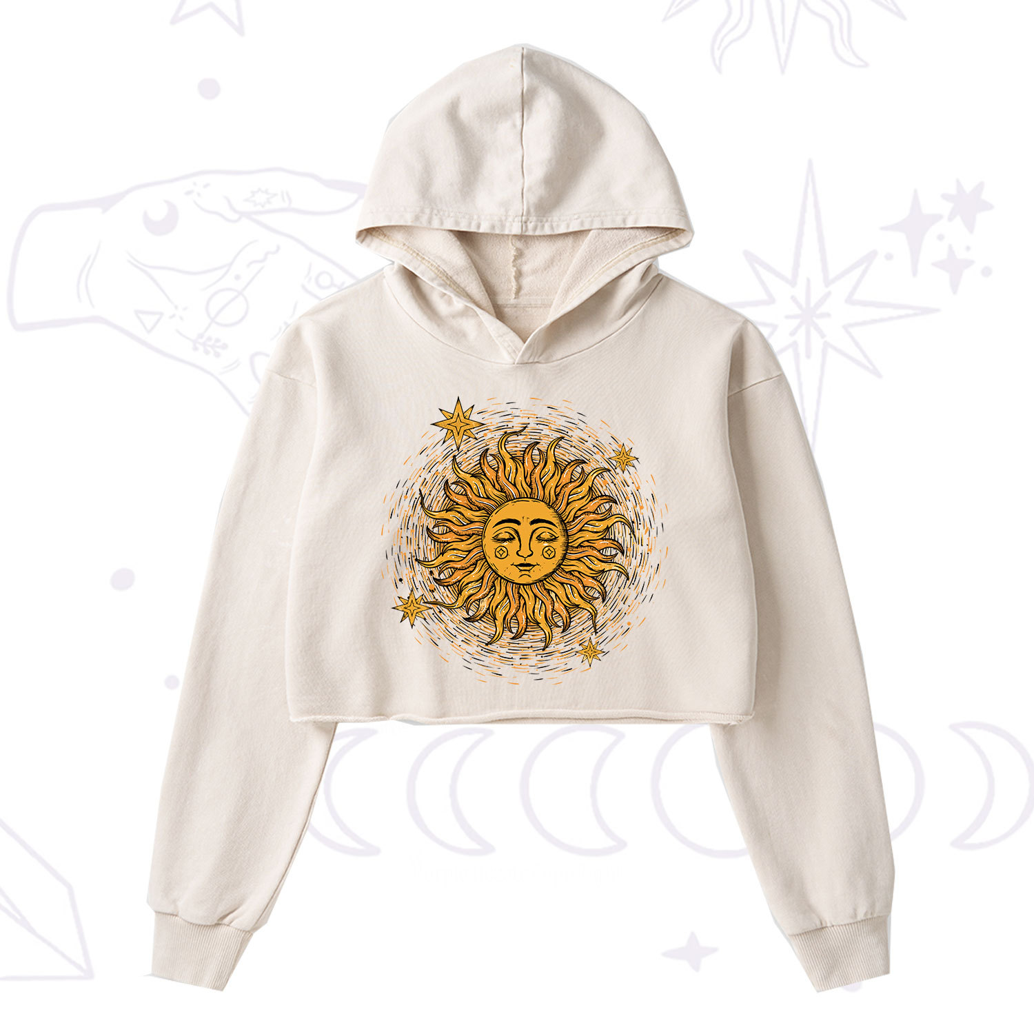 Purplehecate Celestial Sun Washed Cropped Hoodie