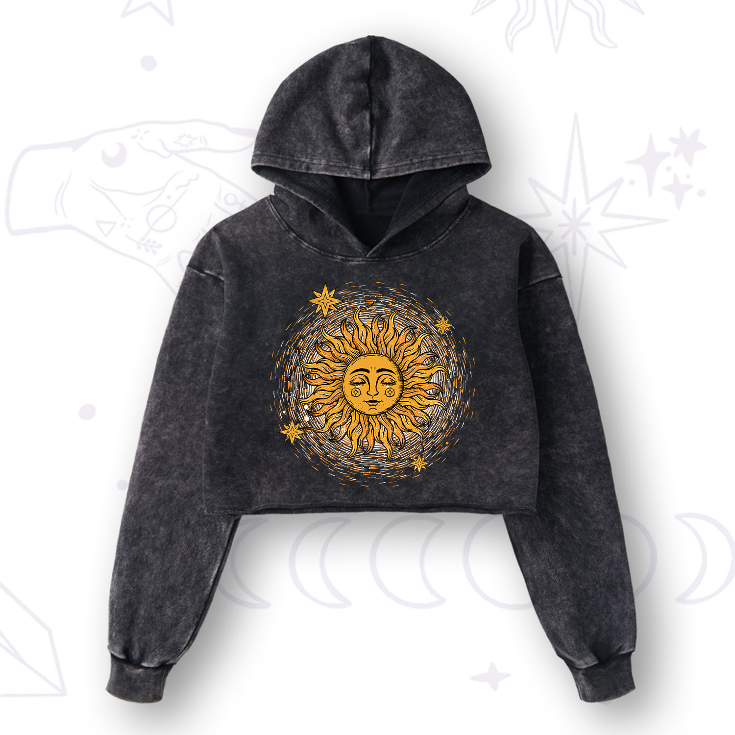 Purplehecate Celestial Sun Washed Cropped Hoodie