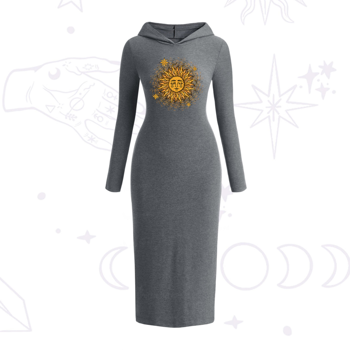 Purplehecate Celestial Sun Hooded Knit Dress