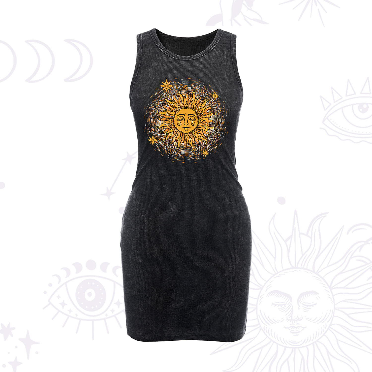 Purplehecate Celestial Sun Vintage Bodycon Tank Dress