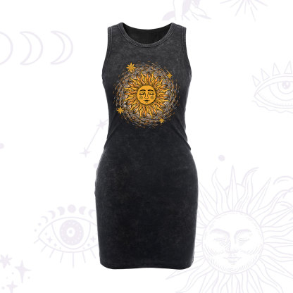 Purplehecate Celestial Sun Vintage Bodycon Tank Dress