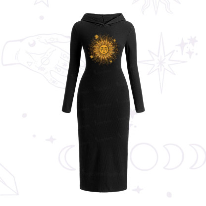 Purplehecate Celestial Sun Hooded Knit Dress