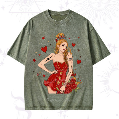 Purplehecate Eternal Bloom Heart Queen Valentine Washed T-Shirt