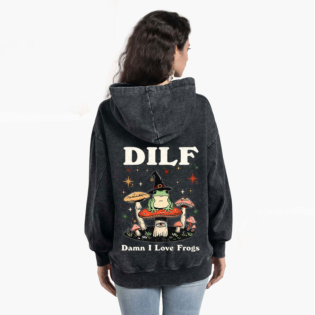 Purplehecate Dilf Damn I Love Frogs Washed Hoodie
