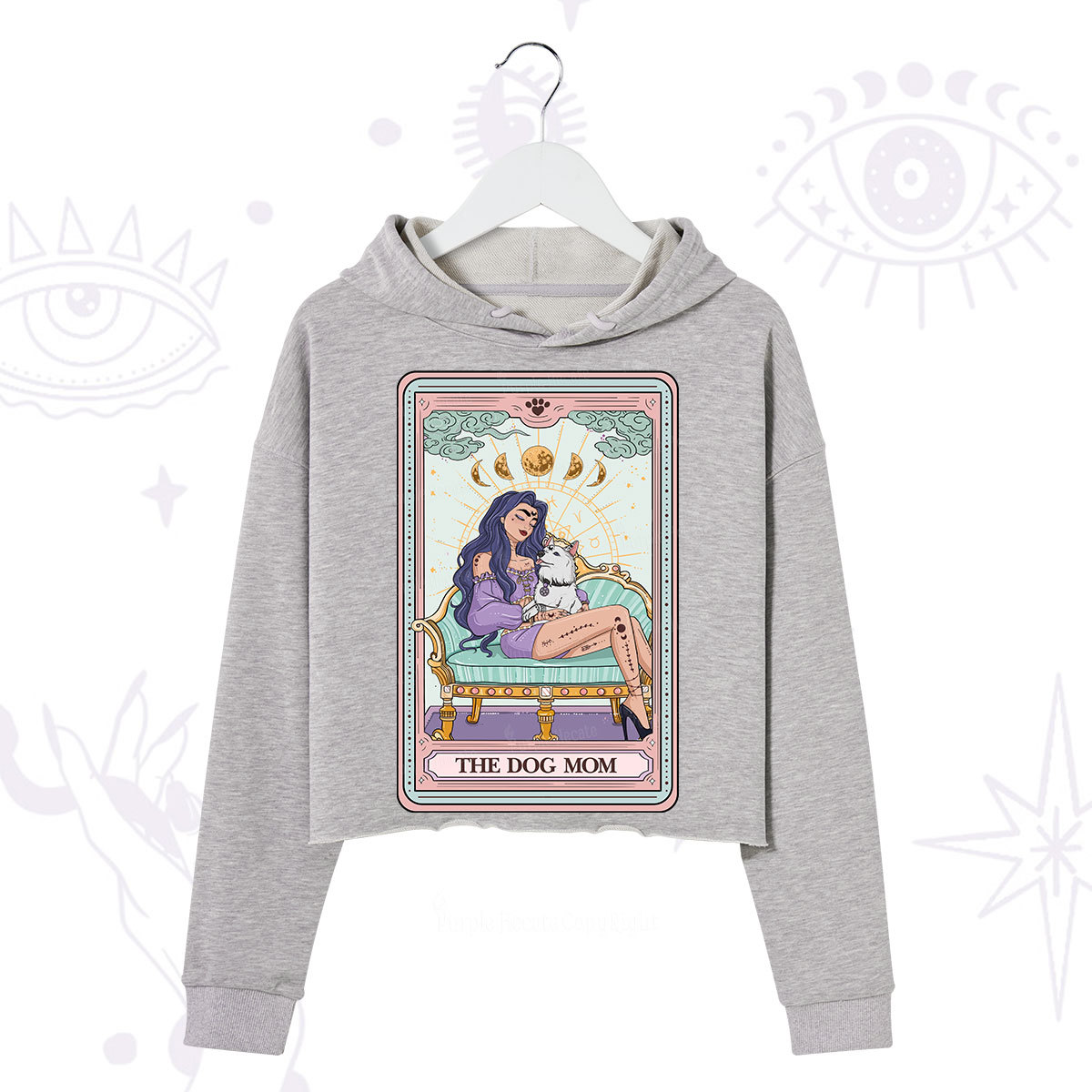 Purplehecate The Dog Mom Tarot Card Crop Hoodie