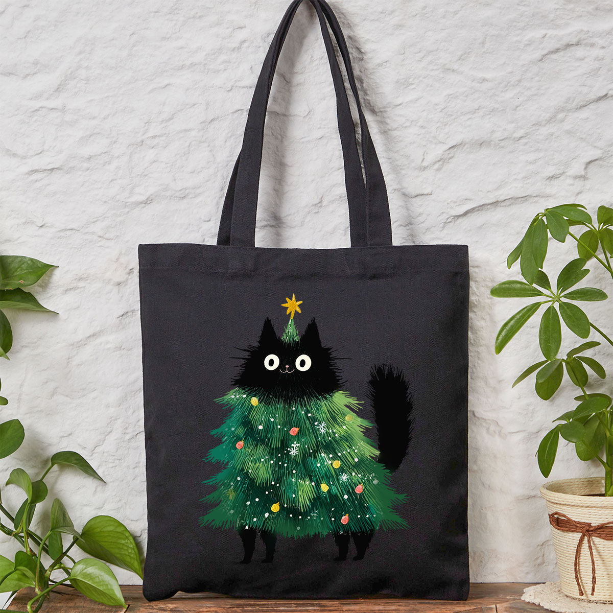 Purplehecate Black Cats Christmas Tree Christmas Tote Bag