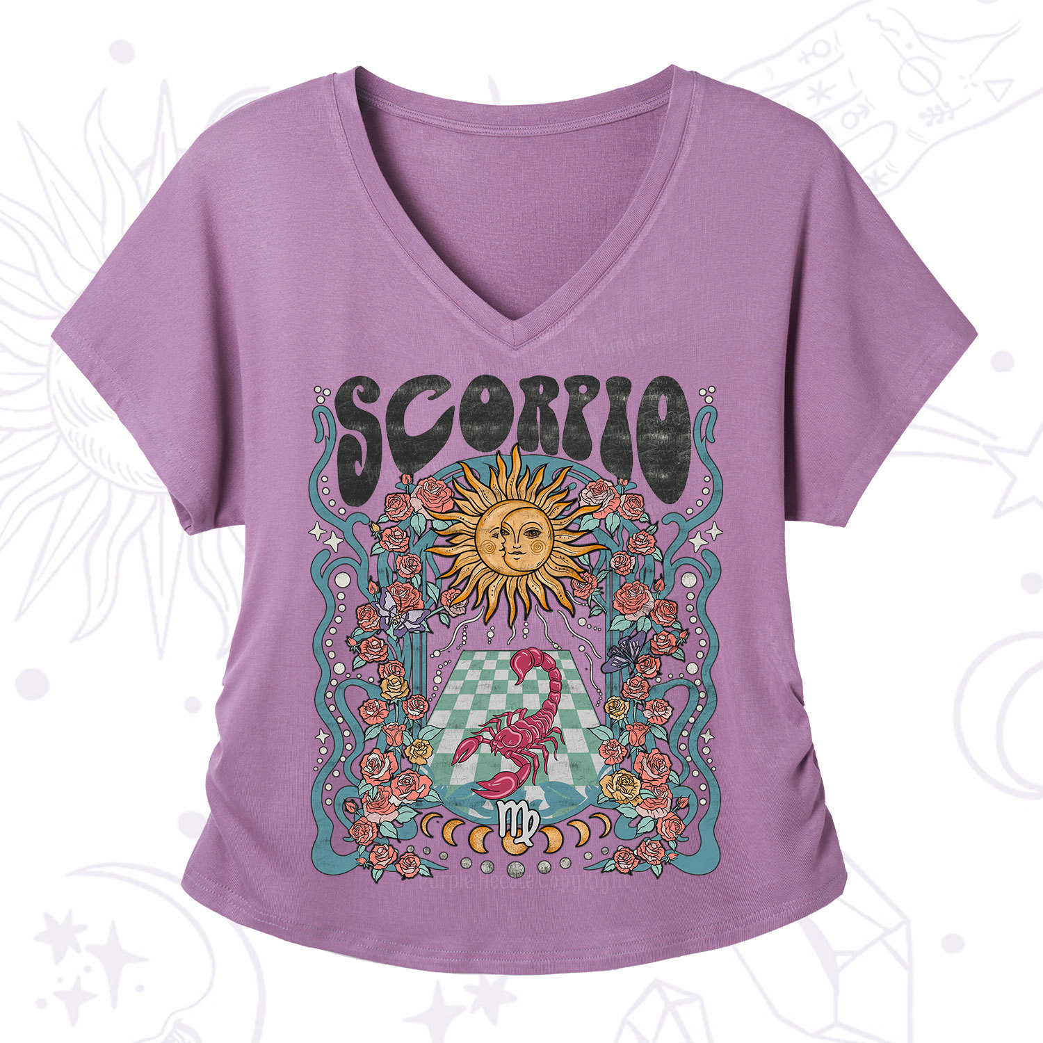 Purplehecate Scorpio Spirit Zodiac V-Neck T-Shirt