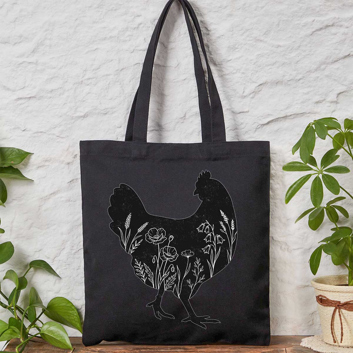 Purplehecate Floral Chicken Tote Bag
