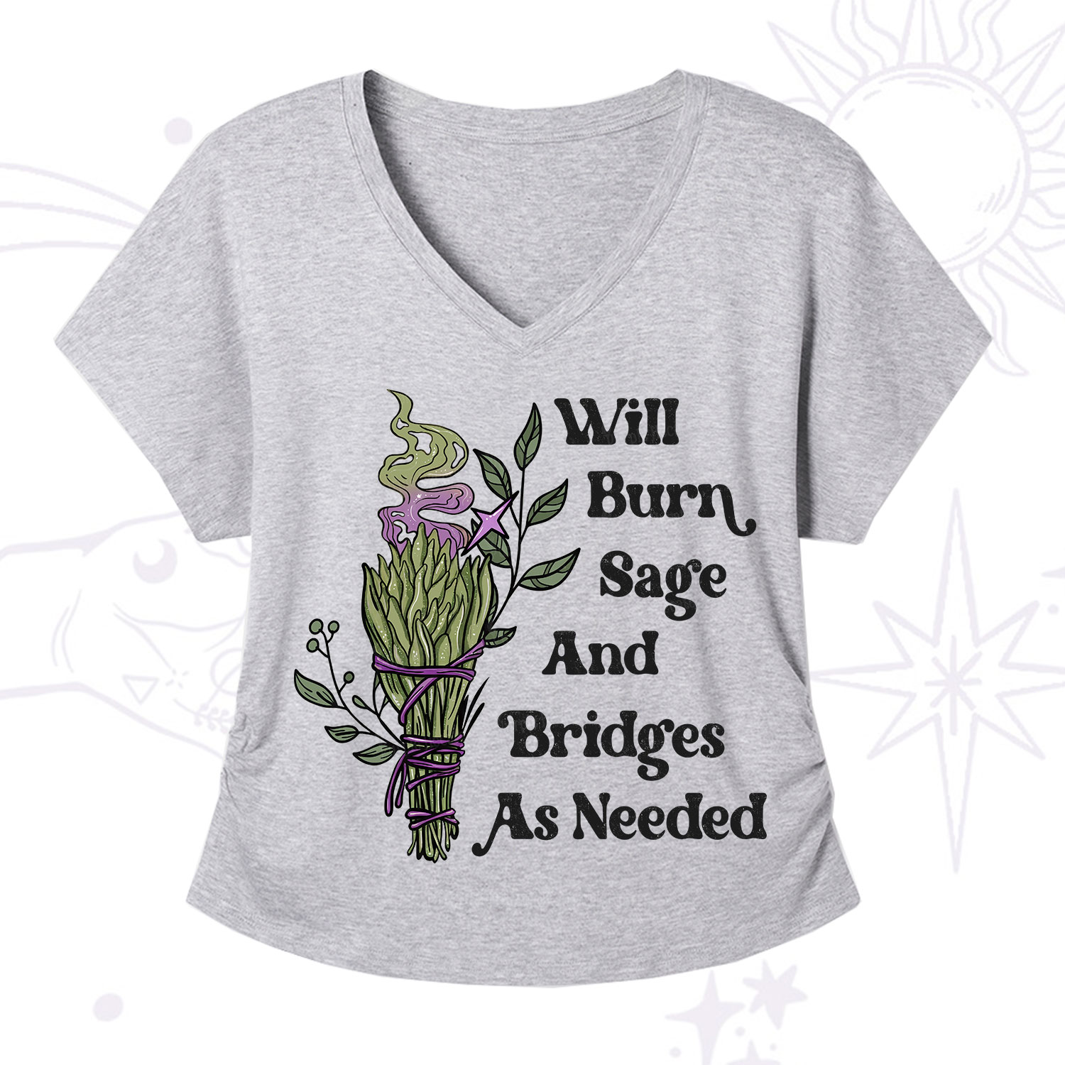 Purplehecate Will Burn Sage and Bridges V-Neck T-Shirt
