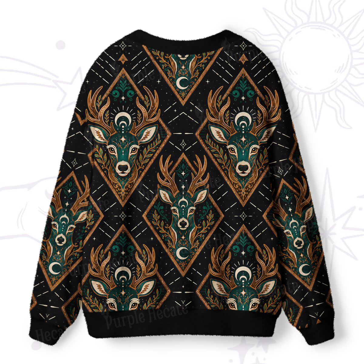 Purplehecate Mystic Forest Stag Ugly Cardigan Sweaters