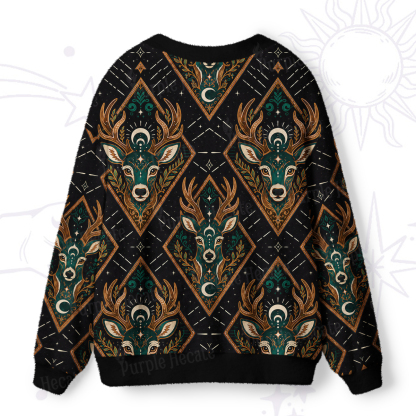 Purplehecate Mystic Forest Stag Ugly Cardigan Sweaters