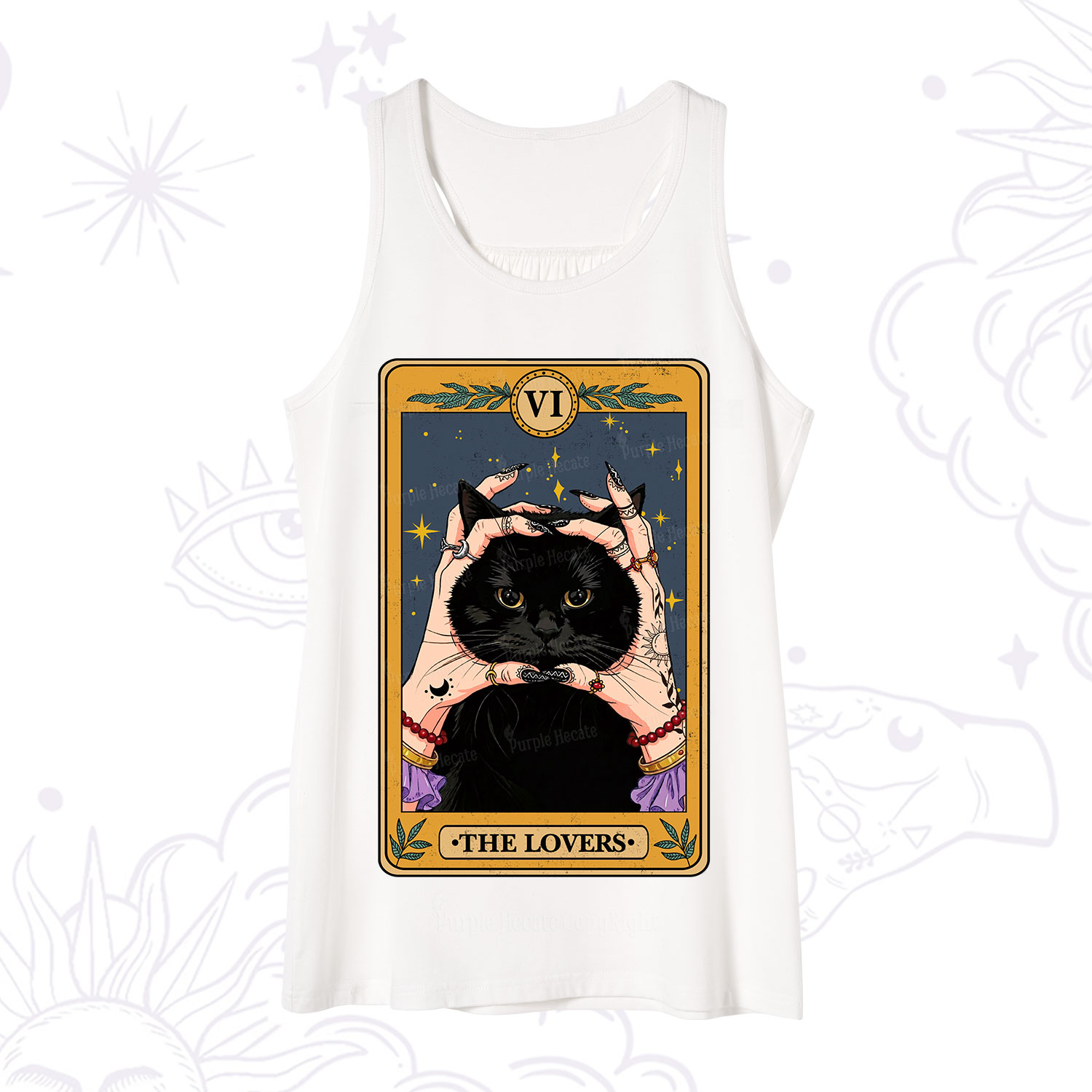 Purplehecate Black Cat The Lovers Tarot Card Tank