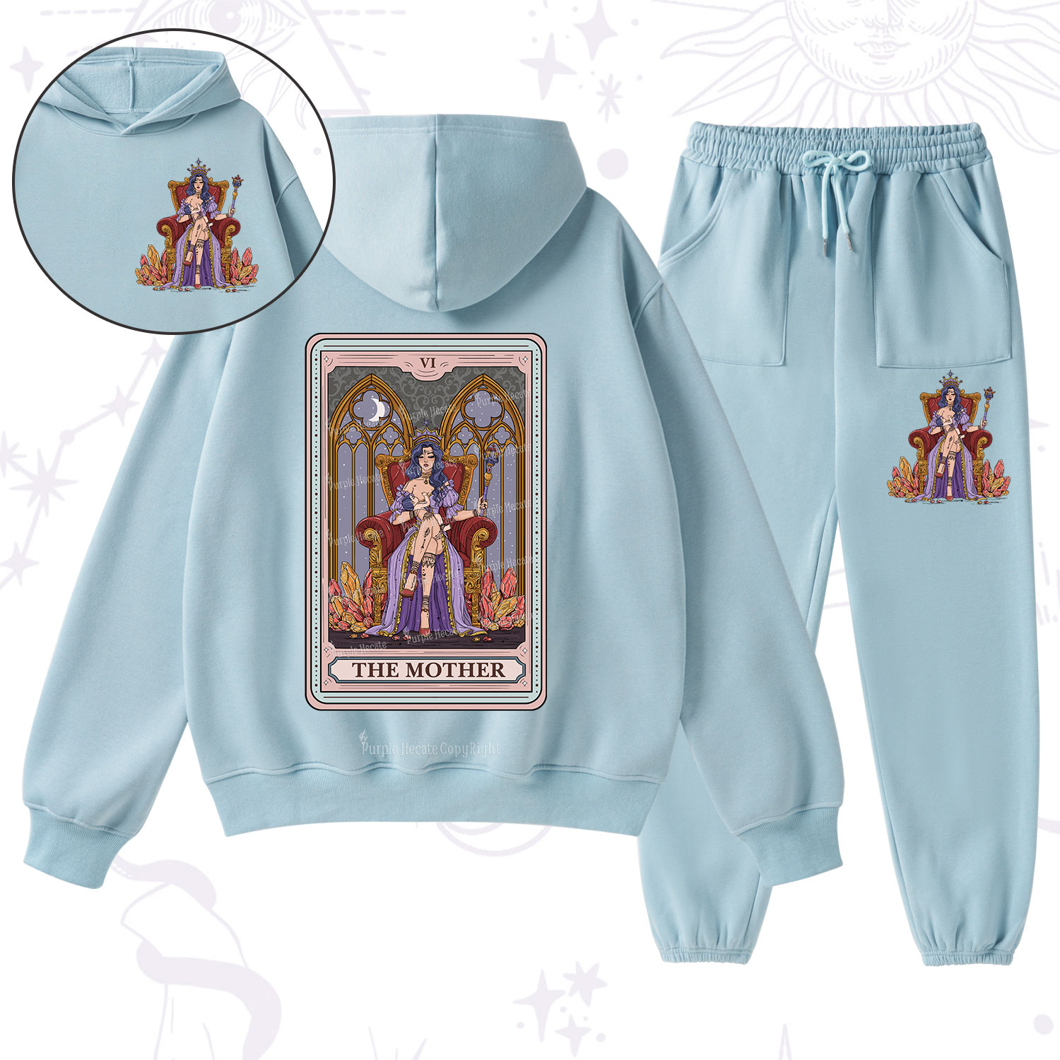 Purplehecate The Mother Tarot Card Fleece Hoodie Suit