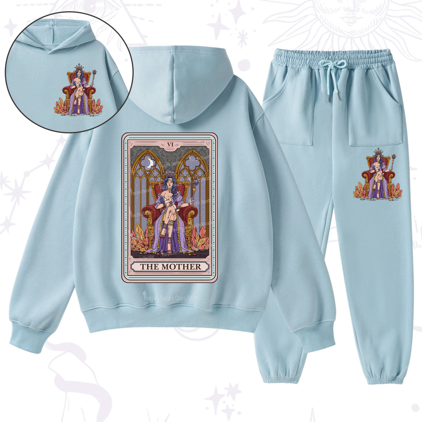 Purplehecate The Mother Tarot Card Fleece Hoodie Suit