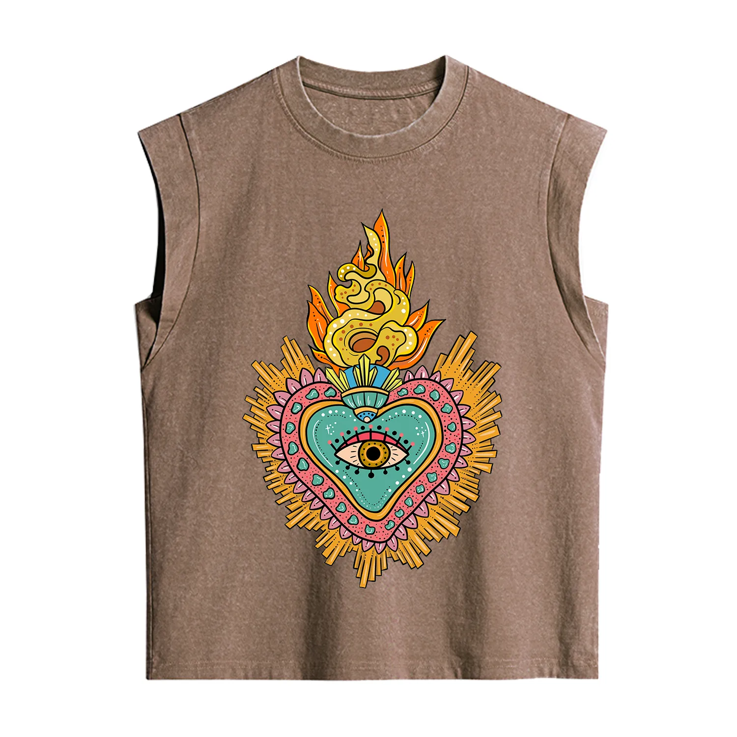 Purplehecate Rainbow Sacred Heart Vintage Washed Tank