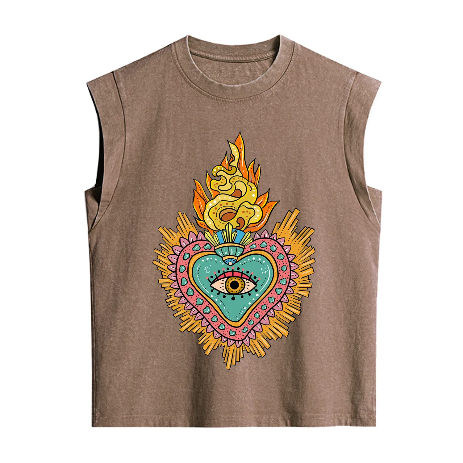 Purplehecate Rainbow Sacred Heart Vintage Washed Tank