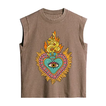 Purplehecate Rainbow Sacred Heart Vintage Washed Tank