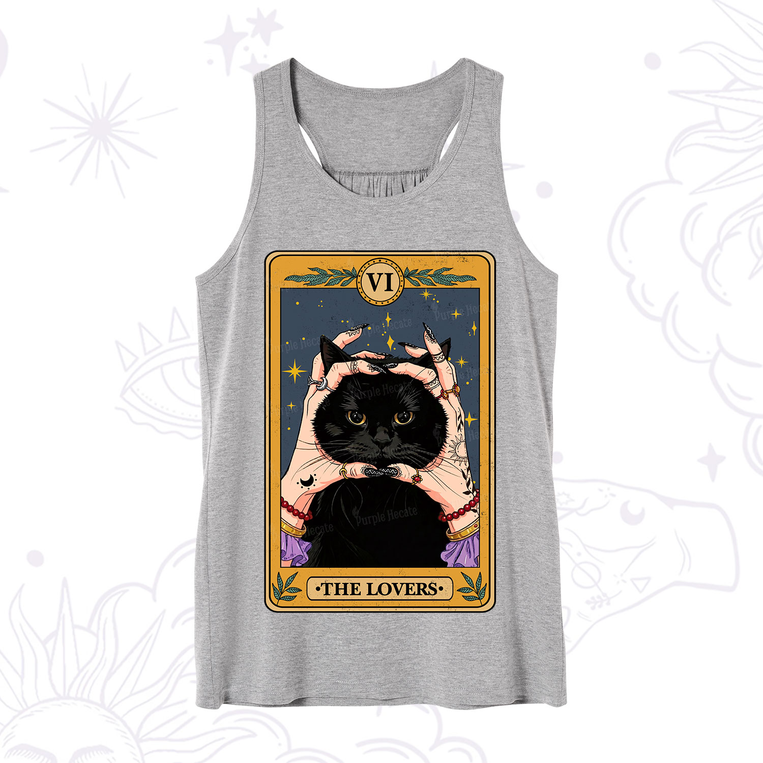 Purplehecate Black Cat The Lovers Tarot Card Tank