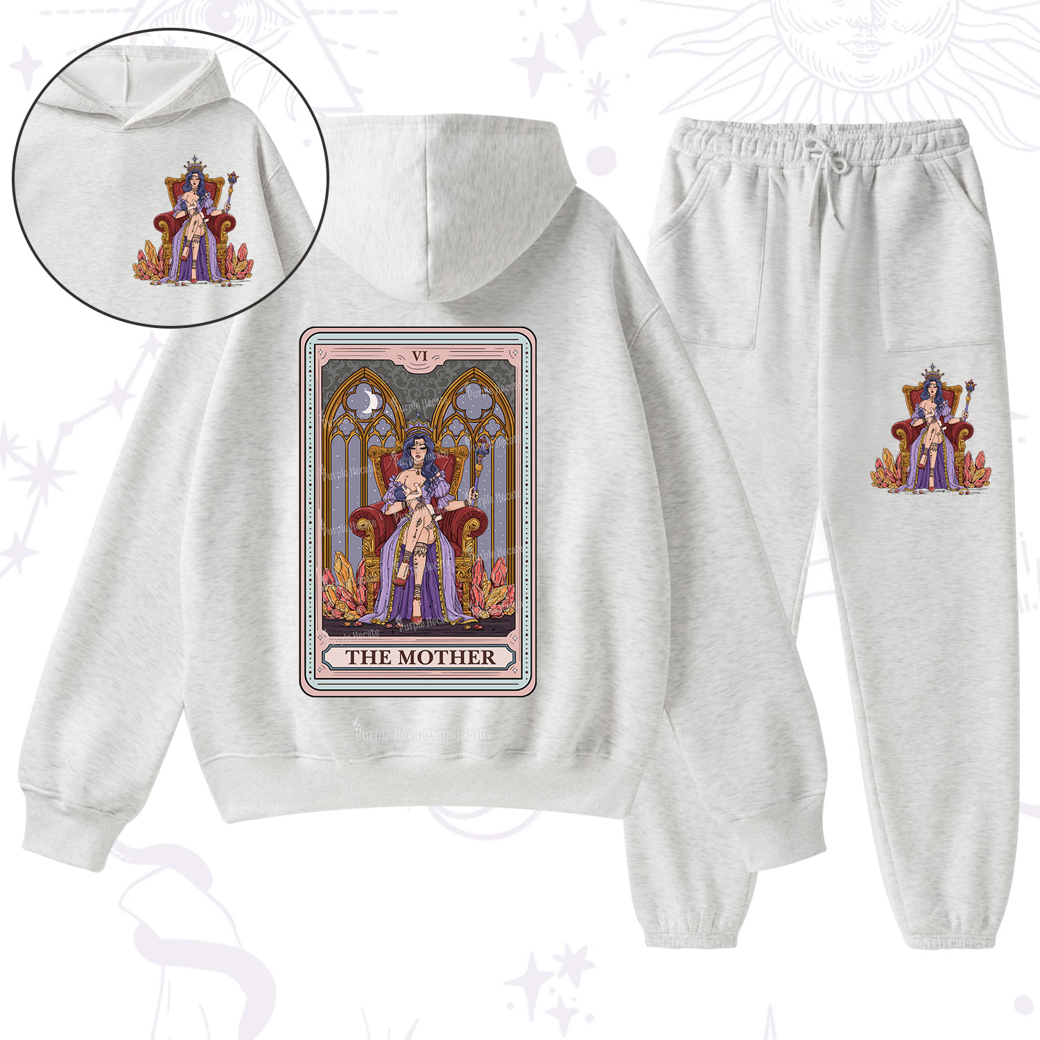 Purplehecate The Mother Tarot Card Fleece Hoodie Suit