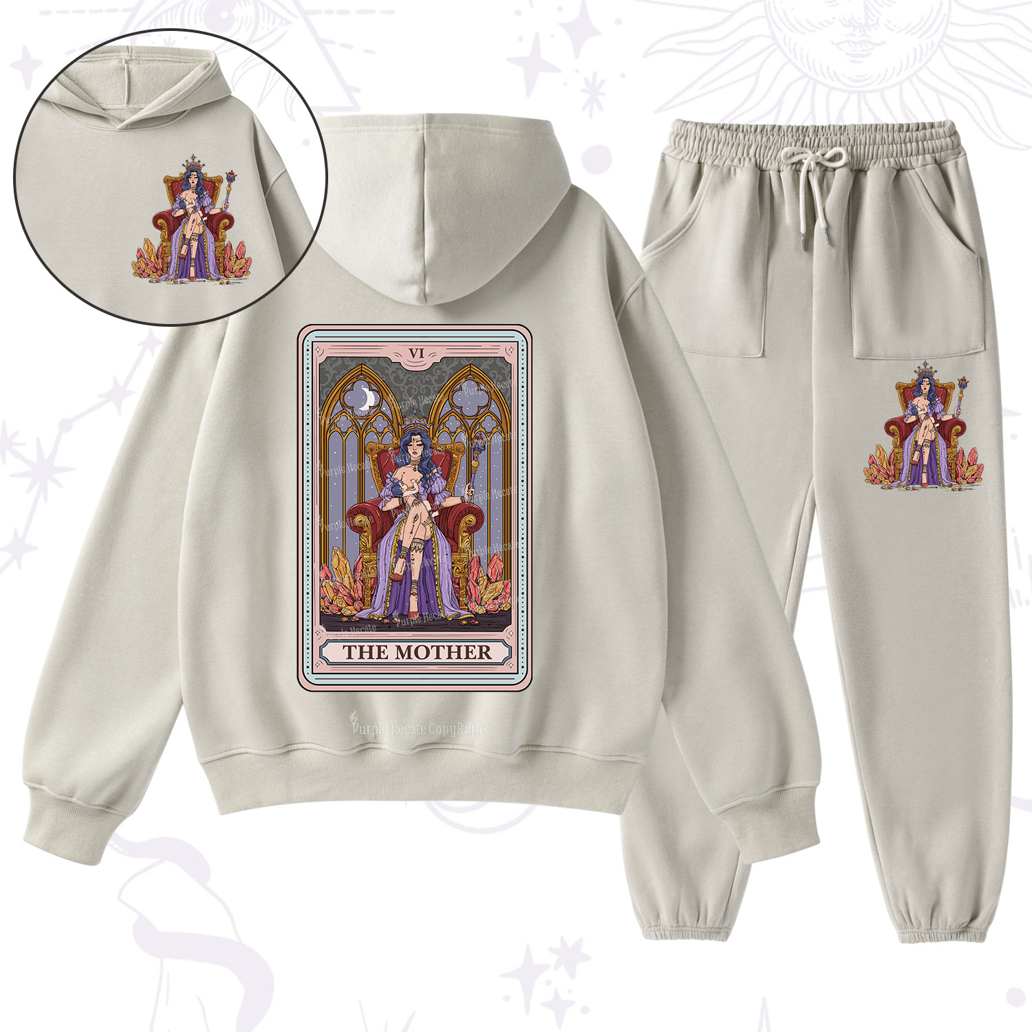 Purplehecate The Mother Tarot Card Fleece Hoodie Suit